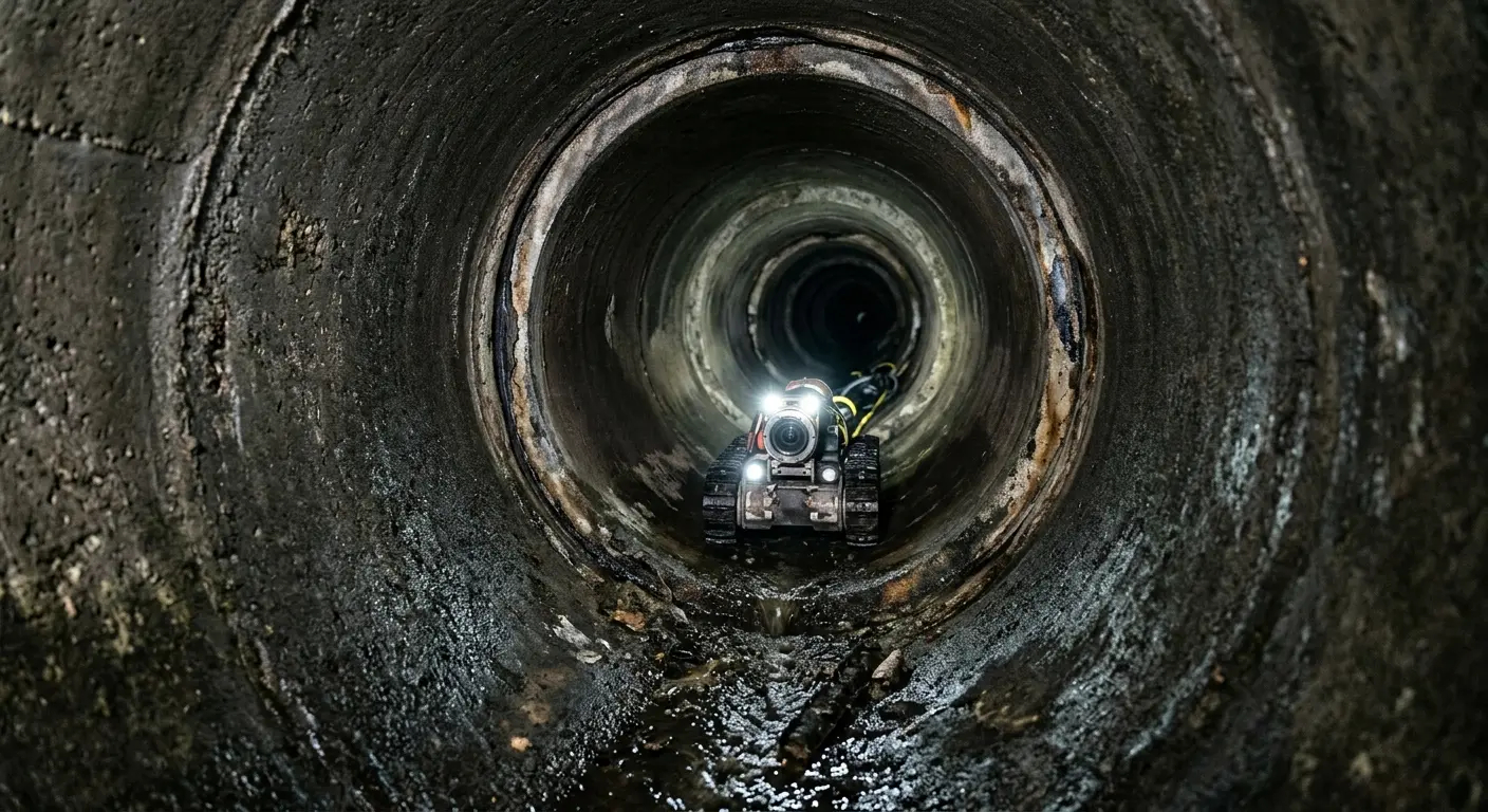 Robotic sewer camera inspecting pipe interior for Sewer Line Repair in Oxon Hill